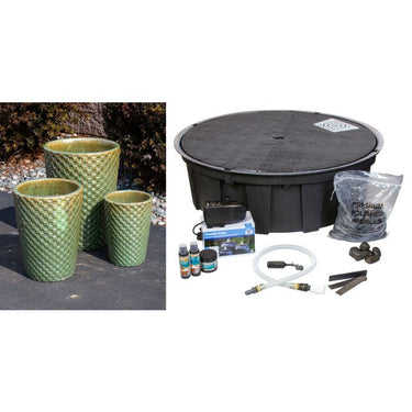 Tivoli FNT40111 Ceramic Triple Vase Complete Fountain Kit Vase Fountain Blue Thumb